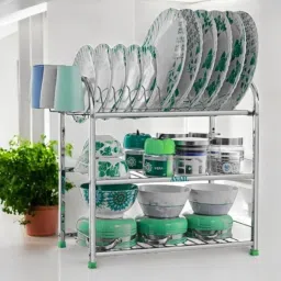 Utensil Kitchen Rack SpaceSaver Dish Drying Rack/Premium 3-Tier Drainer Stand Steel-image-19