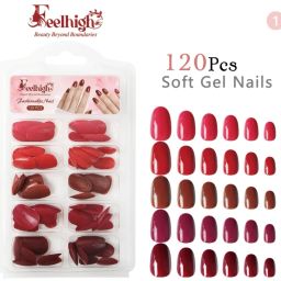 Professional 120pcs Press on Nails Oval Shape 5 shades available Nails 01-image-13