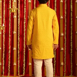 VASTRAMAY Boys Ethnic Motifs Embroidered Regular Sequinned Kurta With Pyjamas image 2