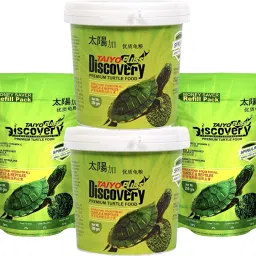 Taiyo Pluss Discovery Turtle 250g ContX2 + 250g Turtle PouchX2 Vegetable 1 kg (4x0.25 kg) Dry Young Turtle Food-1