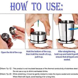 Portable Fodable Stainless Steel Collapsible Travel Cup/Mug/Glass/Tumbler Jug Tray Set-image-78