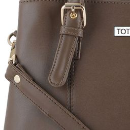 Toteteca Beige PU Structured Handheld Bag image 5