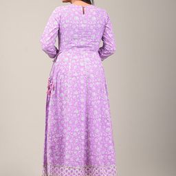 YUSRA Floral Printed Regular Thread Work Pure Cotton Kurta With Trousers & Dupatta image 5