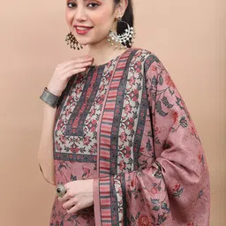 Vishudh Round Neck Ethnic Motifs Printed Kurta With Trousers & Dupatta image 5