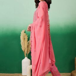 Sangria Embroidered A-Line Kurta With Trouser & Dupatta image 4