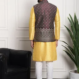 SOJANYA Ethnic Motifs Printed Regular Kurta & Pyjamas With Nehru Jacket image 5