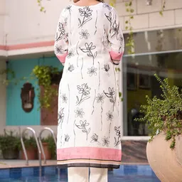 Label Khoj Ethnic Motifs Printed Mirror Work Linen Kurta With Trousers & Dupatta image 5
