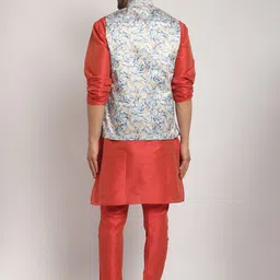Kaifoo Floral Printed Regular Kurta & Churidar With Nehru Jacket image 5