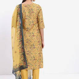 KETCH Floral Printed Regular Kurta with Trousers & With Dupatta image 5