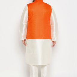 VASTRAMAY Plus Size Mandarin Collar Regular Kurta With Pyjamas & Nehru Jacket image 5