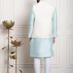 SOJANYA Ethnic Motifs Printed Sequinned Regular Kurta With Churidar & Nehru Jacket image 5