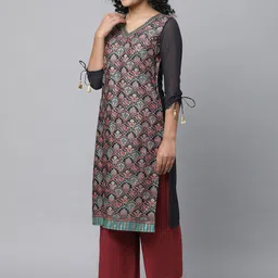 AURELIA Ethnic Motifs Printed Sequined Kurta with Palazzos & Dupatta image 5
