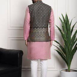 SOJANYA Ethnic Motifs Woven Design Regular Kurta & Churidar With Nehru Jacket image 5