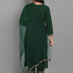 KALINI Ethnic Motifs Yoke Design Regular Mirror Work Kurta with Trousers & Dupatta image 5
