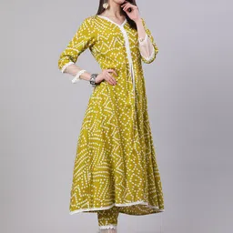 SAK JAIPUR Bandhani Printed Regular Kurta With Trousers & Dupatta image 5