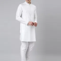 TheEthnic.Co Chanderi Silk Kurta with Pyjamas with Woven Design Nehru Jacket image 5