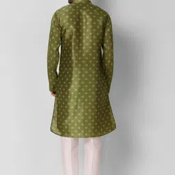 Koshin Mandarin Collar Geometric Printed Regular Kurta with Pyjamas image 5