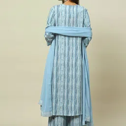 Rangriti Striped Square Neck Straight Kurta with Palazzos & With Dupatta image 5