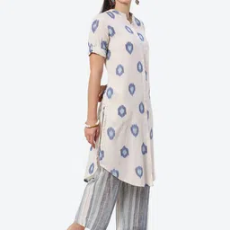 Biba Abstract Printed Roll-Up Sleeves Mandarin Collar Kurta with Palazzos & Dupatta image 5