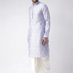Chitwan Mohan Men Lavender Dupion Silk Kurta with Dhoti Pants image 5