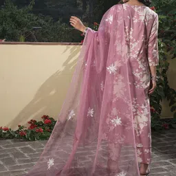 RangDeep Floral Printed Regular Thread Work Kurti with Trousers & With Dupatta image 5