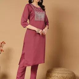 MORLY Women Ethnic Motifs Yoke Design Regular Thread Work Kurta with Trousers & With Dupatta image 5