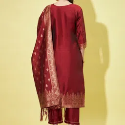 PPTOSS Ethnic Motifs Woven Design Kurta with Trousers & With Dupatta image 5