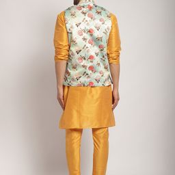 Kaifoo Mandarin Collar Kurta with Churidar & Nehru Jacket image 5