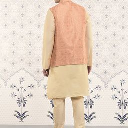 Ode by House of Pataudi Mandarin Collar Regular Kurta With Churidar & Nehru Jacket image 5