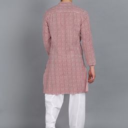 MALHAAR Abstract Printed Band Collar Pure Cotton Kurta with Pyjamas image 5