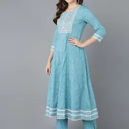 KALINI Bandhani Printed Empire Thread Work Kurta with Trousers & With Dupatta image 5