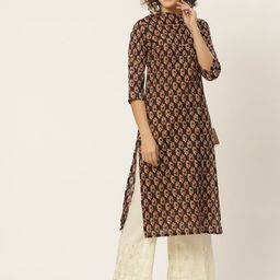 Anouk Women Black & Red Ethnic Motifs Pure Cotton Printed Kurta-21
