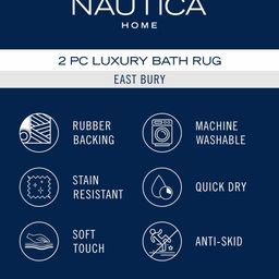 Nautica Grey Set Of 2 Solid 2800 GSM Rectangular Anti-Slip Bath Mat image 5