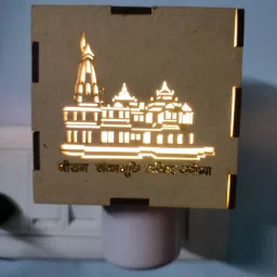Shri Ram Janmabhoomi Mandir Electric Wooden Finished Kapoor Dani And Night Lamp Night Lamp-image-5