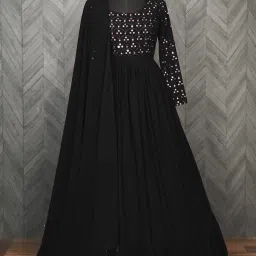 Embroidered Georgette Stitched Flared/A-line Gown-image-53