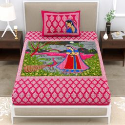 140 TC Cotton Single Jaipuri Prints Flat Bedsheet-19