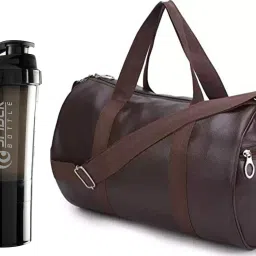 20 L Gym Duffel Bag - Trendy Gym Bag with Shaker Bottle Combo Pack for Men & Women Gym Bag Combo Kit - Black, Brown-image-48