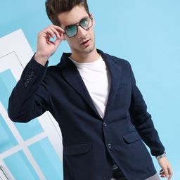 the indian garage co. Men Solid Single Breasted Casual Blazer-picture-26
