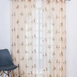 parda online Black & Golden Polyster Floral 5ft Sheer Eyelet Window/Door (2 Pc)-picture-11