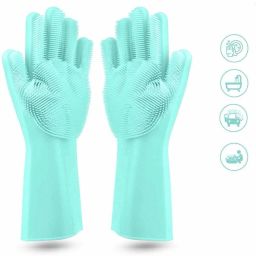 Silicone Scrubbing Gloves, Dishwashing & Pet Grooming, Magic Gloves for kitchen Rubber Safety Gloves-image-22