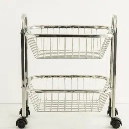Stainless Steel Square Pipe 3 Tire Shelf Cart, Vegetable & Fruits Trolley with 4 Wheels Fruits Basket Or Stand | Kitchen Organizer Steel Kitchen Trolley-image-67