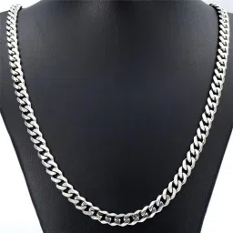 Jewellery Valentine Stylish Fancy Party Wear Titanium Long Necklace Handmade Silver Neckless chain latest design Casual Style Daily use Simple -CN-DS040 Silver, Titanium Plated Metal, Silver, Stainless Steel Chain-image-8