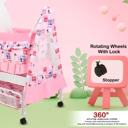 n2p Cradle for kids cradle for baby boy and girl Cradle With Swing & Mosquito Net image 4