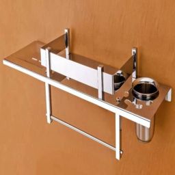 New Stainless Steel 4in1 Multipurpose Bathroom Shelf/Rack/Towel Hanger/Tumbler Holder/Soap Dish/Bathroom Accessories 18 x 6 Inches Shelf Stainless Steel Wall Shelf Steel Towel Holder-picture-12