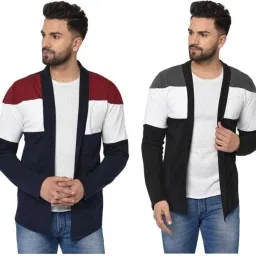 Men Asymmetric Full Sleeve Multicolor Shrug-image-78