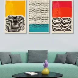 999store Beautiful Multicolour Cotton Canvas Framed Art Print Set of 3-picture-19