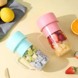 nrg Portable Crusher Juicer With Handle & Straw for Smoothie Sipper USB Rechargeable Mixer Juicer Jar image 2