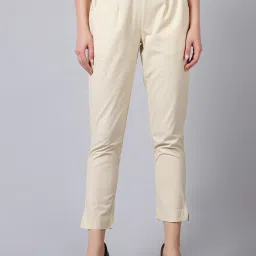 Women Regular Fit Beige Pure Cotton Trousers-image-10