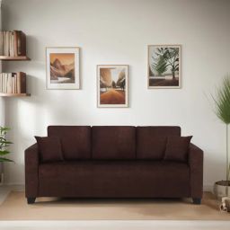 mintwud from pepperfry Bingo Fabric 3 Seater Sofa In Mahogany Colour-picture-18