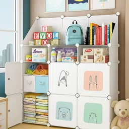 sasimo 6-Door 10-Shelf Plastic kids Collapsible Cupboard PC Collapsible Wardrobe-picture-32
